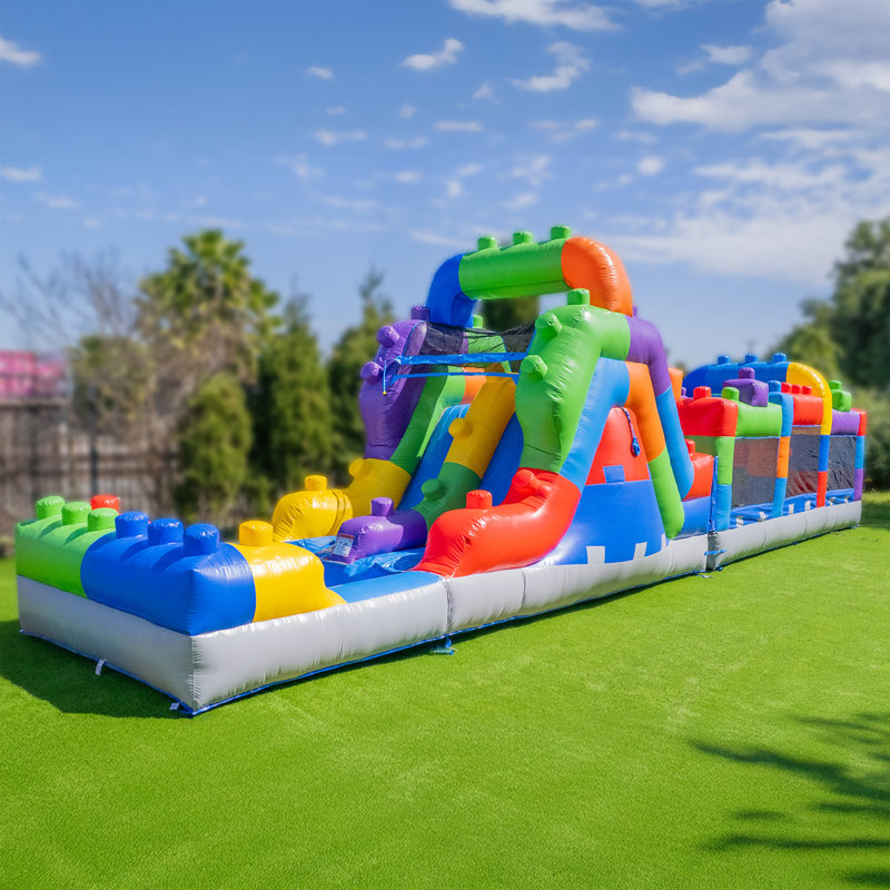 Herokiddo Block Party 42' Inflatable Obstacle Course With Water